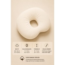Moonzy Minimalist & Cozy  Bean Piercing Yastığı, Yan Yatanlar Için Boyun Destekli,  %100 Pamuk Poplin