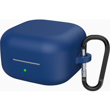 Coverzone Samsung Galaxy Buds 4 ile Uyumlu / Buds 4 Pro Için True Wireless Earbuds Silkguard Soft Yumuşak Pürüzsüz Silikon Kılıf, Askı Aparatı Dahil  Lacivert
