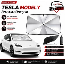 OtoÇizgi Tesla Model Y Şemsiye Tip Ön Cam Güneşliği Katlanabilir Uv Korumalı Araç Cam Güneşlik