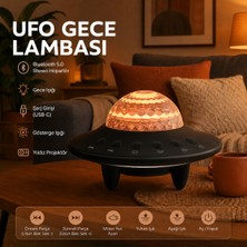 Rey Point Ufo Gece Lambası Projektör Hoparlör Kablosuz Bluetooth Ses