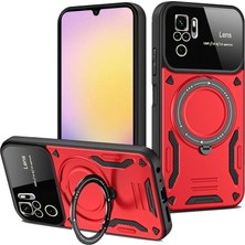 Royaleks Xiaomi Redmi Note 10S Kılıf Joy Lens Standlı Kapak - Kırmızı