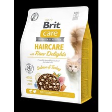 Brit Care Haircare Raw Delight, Yetişkin Kediler Için Somon ve Dondurularak Kurutulmuş Hindi Etli Mama 2 kg