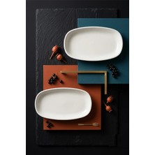 12'li Valencia Oval Kayık Tabak 16CM Krem Rinart