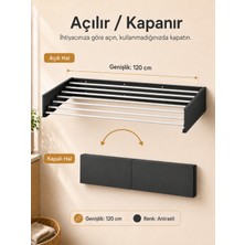 Empressco Çamaşır Kurutma Askısı Katlanır Duvara Monte Balkon Banyo Askılık Duvar Tipi Yer Tasarruflu Çamaşırlık 120 cm Belize Antrasit