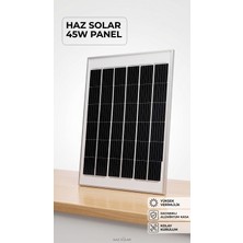 Haz Solar 45W Güneş Paneli Solar Panel Karavan Kamp Tekne Akü Şarj Bağ Evi Güneş Enerjisi