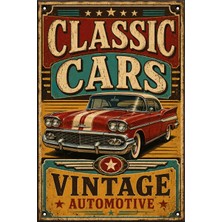 Lucena Classic Cars Retro Metal Duvar Tabelası Vintage Otomobil Garage Dekoratif Levha 15X20 cm