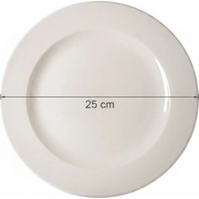 6'lı Tuna Servis Tabağı ( Yanaklı) 25 cm Krem Rinart