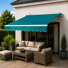 Stratecht Balkon Teras Tente Gölgelik Teleskopik Açılır Kapanır Bahçe Kafe Restoran Tente 400X250 cm Yeşil