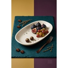 6'lı Valencia Oval Kayık Tabak 30CM Krem Rinart