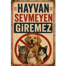 Lucena Hayvan Sevmeyen Giremez Retro Metal Duvar Tablosu Kedi Köpek Dekoratif Tabela 15X20 cm