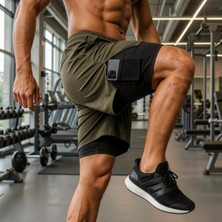 Pavotti Erkek Running Hızlı Kuruma Antreman-Halı Saha-Fitness Kısa Taytlı Outdoor Şort