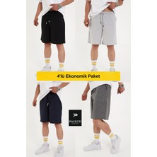 Pavotti Erkek 4'lü Ekonomik Paket Bermuda Şort Iki Iplik Rahat Kesim