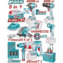 Total Avantaj 5 Li Set - Darbeli Matkap, Taşlama, Kırıcı Delici - TCKLI20592E