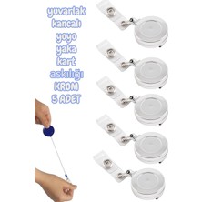 Seyfi Kırtasiye Metal Yuvarlak Kancalı Yoyo Yaka Kart Askılığı Krom 5 Adet