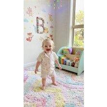 Sinem Çeyiz Dlş 6146 Kız Bebek %100 Pamuk Beyaz Pembe Tavşanlı Boydan Düğmeli Şortlu Pijama Takım
