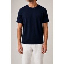 Casa Prenda Erkek Lacivert Regular Fit Kısa Kollu T-Shirt