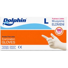 Dolphin Pudrasız Lateks Muayene Eldiveni L Beden 100 Adet