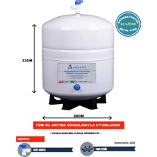Aquafit Su Arıtma Tankı – 12 Lt (3,2 Galon) Paslanmaz Metal + Vanalı ve Ayak Hediyeli