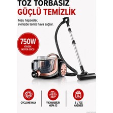 Arnica 750 Watt Yüksek Emiş Gücüne Sahip Turbo Başlıklı Cyclone Max Teknoloji Premium Elektrikli Süpürge, Şık Tasarım
