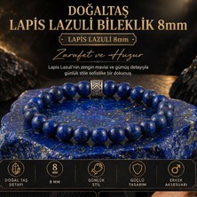 Perlavita Lapis Lazuli Taşlı Uniseks Esnek Bileklik 8 mm