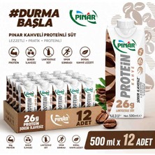 Pınar Kahveli Laktozsuz Proteinli Süt 500ML x 12 Adet