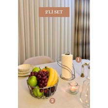 Edora Home 2’li Set Mat Gümüş Kuğu Peçetelik Oval Köşeli Meyve Sepeti Mutfak Seti