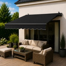 Stratecht Balkon Teras Tente Gölgelik Teleskopik Açılır Kapanır Bahçe Kafe Restoran Tente 400X250 cm Antrasit