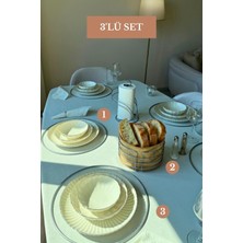 Edora Home 3’lü Set Mat Gümüş 6'lı Supla Kuğu Peçetelik Yuvarlak Ekmek Sepeti Mutfak Seti