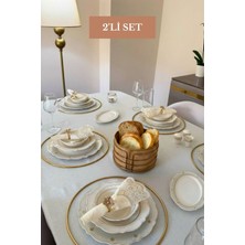 Edora Home 2’li Set Parlak Altın 6'lı Supla Yuvarlak Ekmek Sepeti Mutfak Seti