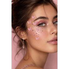 Bear & Pear Pembe Kelebek ve Taş Detaylı 3D Yüz, Vücut, Makyaj Süsleme Face Gems