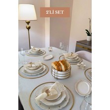 Edora Home 2’li Set Parlak Altın 6'lı Supla Yuvarlak Ekmek Sepeti Mutfak Seti