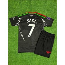 Gladsome Arsenal 2024/25 Yeni Sezon Bukayo Saka Deplasman Çocuk Forması 2'li Set (Black)
