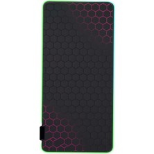 Rgb Kırmızı Petek Mouse Pad 80X30 Kaydırmaz Oyuncu Ofis Ev Mousepad Etrafı Işıklı Mousepad