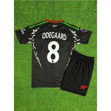 Gladsome Arsenal 2024/25 Yeni Sezon Martin Ødegaard Deplasman Çocuk Forması 2'li Set (Black)