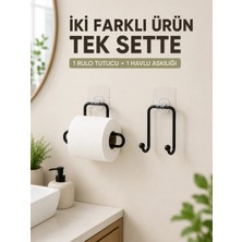 Vintessy Pratik Yapışkanlı Rulo Kağıtlık ve Havlu Bez Askılığı 2 Parça Düzenleyici Set