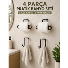 Vintessy Pratik Banyo Düzenleme Seti 2 Adet Rulo Kağıt Tutucu 2 Adet Havlu Askılığı