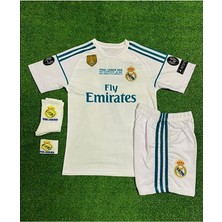 Gladsome Real Madrid 2017/18 Kiev Şampiyonlar Ligi Finali Cristiano Ronaldo Çocuk Forması 4'lü Set