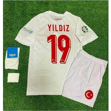 Gladsome Türkiye Kenan Yıldız Beyaz Çocuk Forması 4'lü Set (Euro 2024 Patch)