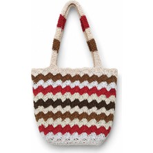 Nomadaline Bohem Kadın Omuz Çantası El Yapımı Rafya İp Örgü 35X33x12 cm Çok Renkli