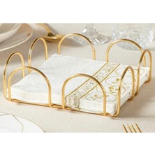 Edora Home Pecetelik Gold Metal Peçetelik Kare Yatay Cafe Sunum Peçeteliği Masa Üstü Kağıt Mutfak Peçetelik PAOLA-P, one size