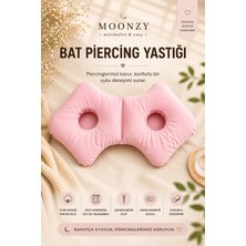 Moonzy Minimalist & Cozy  Bat Model  Çift Kulak Delikli Piercing Yastığı Ayarlanabilir Dolgulu %100 Pamuk Poplin Kılıflı Yan Yatış Yastığı