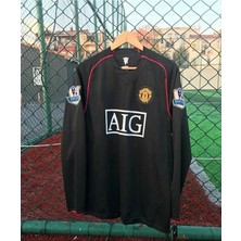 Gladsome Manchester United 2007 - 2008 Uzunkol Siyah Ronaldo Retro Forması