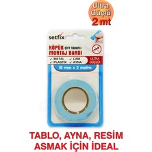 Setfix Çift Taraflı Beyaz Köpük Bant, 18 mm x 2 mt / Metal, Plastik, Cam, Alüminyum, Ahşap Için Güçlü Montaj Bandı