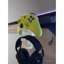 Gesolab Ps4 Ps5 Xbox Uyumlu -Siyah -Vidali Masa Altı Kulaklık ve Kumanda Standı