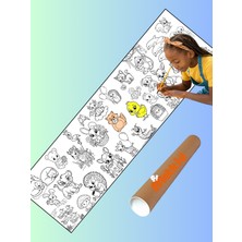 Matkid Sevimli Hayvanlar - Dev Boyama Kağıdı – 62×200 cm Rulo / Anaokulu & Kreş Etkinliği Için Dev Boyama