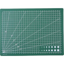 Emay Center A4 Hobi Kesme Matı 30X22 cm Çizgili Açı Kılavuzlu Maket Dikiş Deri El Işi Kesim Tablası Yeşil