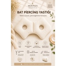 Moonzy Minimalist & Cozy  Bat Model  Çift Kulak Delikli Piercing Yastığı Ayarlanabilir Dolgulu %100 Pamuk Poplin Kılıflı Yan Yatış Yastığı