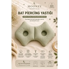 Moonzy Minimalist & Cozy  Bat Model  Çift Kulak Delikli Piercing Yastığı Ayarlanabilir Dolgulu %100 Pamuk Poplin Kılıflı Yan Yatış Yastığı