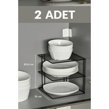 Edora Home 2'li Mat Siyah 3 Katlı Dolap İçi Tabaklık Bardaklık Mutfak Düzenleyici Raf Paslanmaz Metal, Çok Al Az Öde