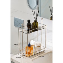 Edora Home Parlak Silver 2 Katlı Dikdörtgen Banyo Organizer Tezgah Üstü Düzenleyici Pleksili
